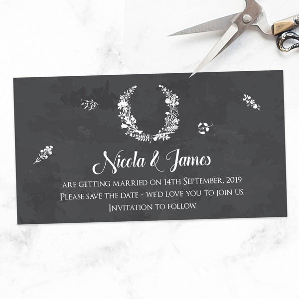 Boho Chalkboard Flowers - Save the Date Magnets