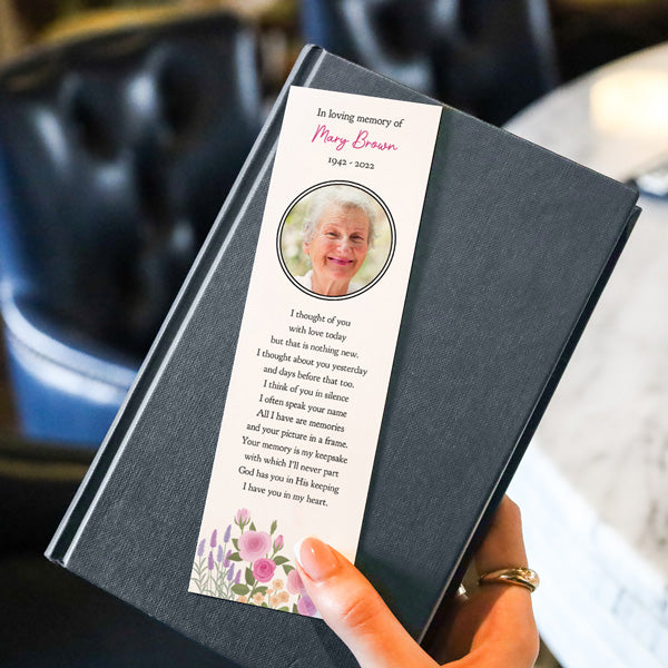 Funeral Bookmark - Roses & Lavender