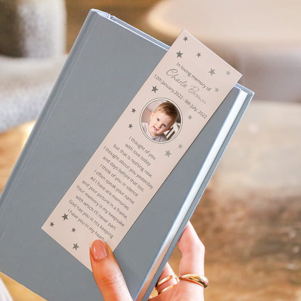 Foil Funeral Bookmark - Twinkling Stars Photo