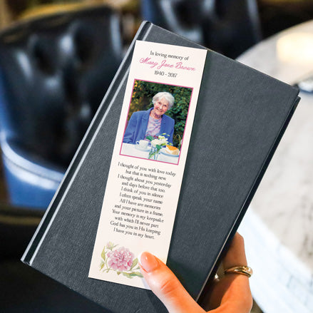 Funeral Bookmark - Watercolour Peony