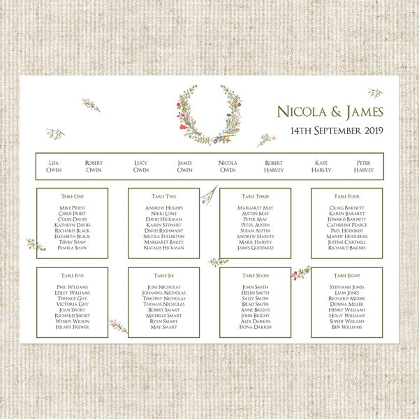 Botanical Garden Table Plan - Fast Delivery at Dotty About Paper