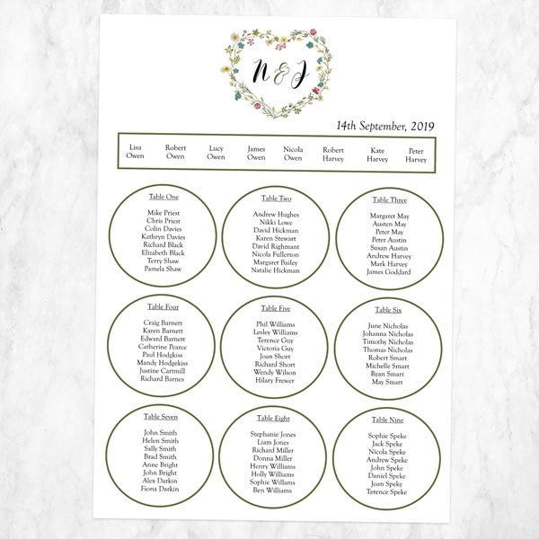 Botanical Heart - Table Plan