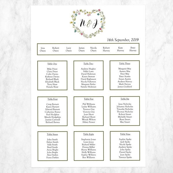 Botanical Heart - Table Plan