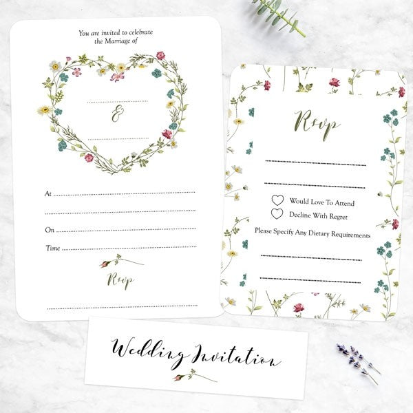 Botanical Heart - Ready to Write Wedding Invitations & RSVP