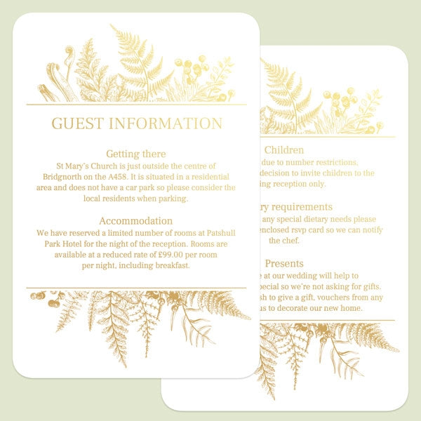 Botanical Leaves & Berries - Foil Guest Information Card