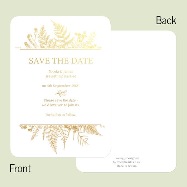 Botanical Leaves & Berries Foil Save the Date Cards