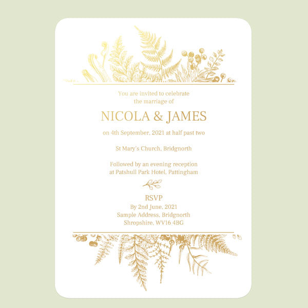 Botanical Leaves & Berries Foil Wedding Invitation