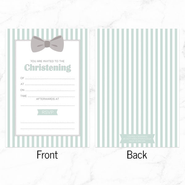 Christening Invitations - Bow Tie Stripes - Pack of 10
