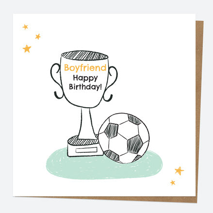 Boyfriend Birthday Card - Football Trophy - Boyfriend