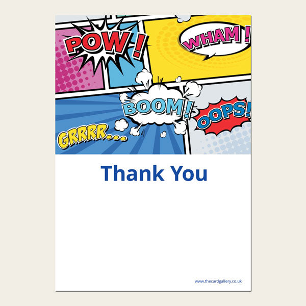 Ready to Write Kids Thank You Cards - Boys Comic Party - Pack of 10
