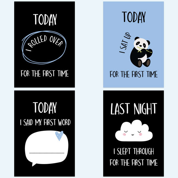 Baby Milestone Cards Phrases - Pack of 12 - Boys Monochrome