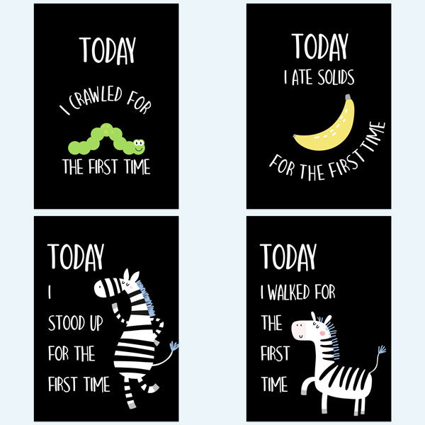 Baby Milestone Cards Phrases - Pack of 12 - Boys Monochrome