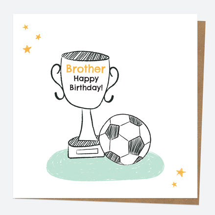Brother Birthday Card - Football Trophy - Brother