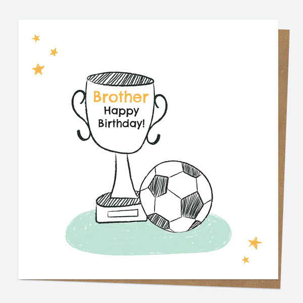 Brother Birthday Card - Football Trophy - Brother
