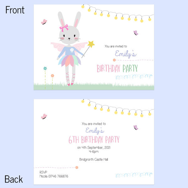 Kids Birthday Invitations - Bunny Tutu - Pack of 10