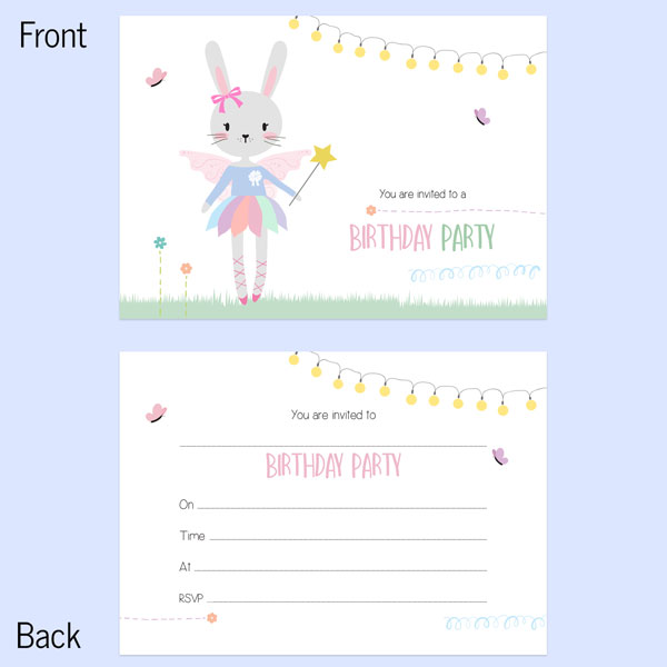 Kids Birthday Invitations - Bunny Tutu - Pack of 10