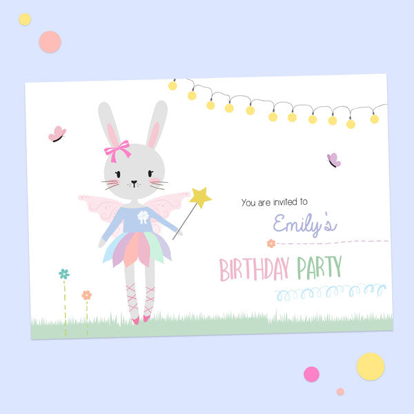 category header image Kids Birthday Invitations - Bunny Tutu - Pack of 10