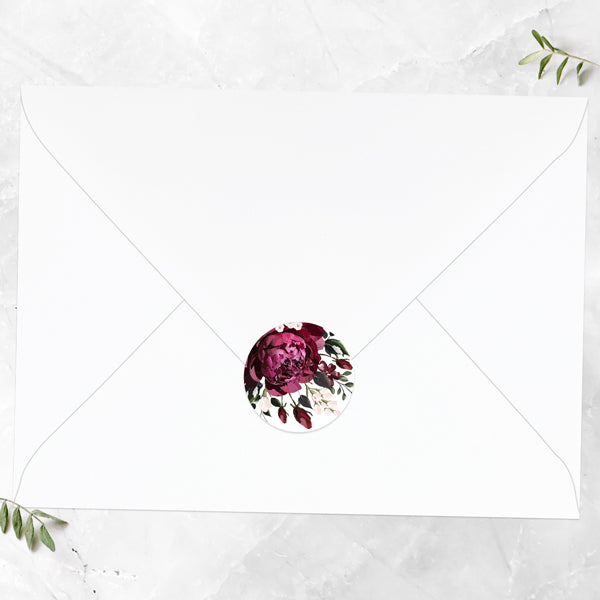 Burgundy Peony Bouquet - Wedding Envelope Seals