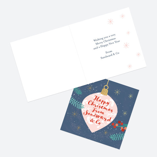 Foil Business Christmas Cards - Baubles & Berries - Happy Christmas