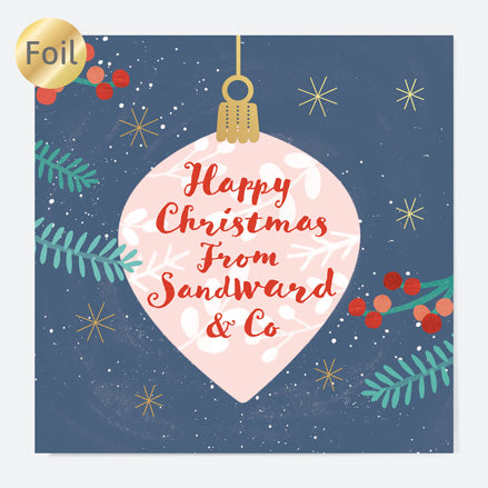 Foil Business Christmas Cards - Baubles & Berries - Happy Christmas