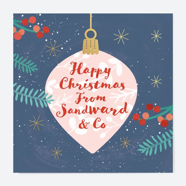 Foil Business Christmas Cards - Baubles & Berries - Happy Christmas