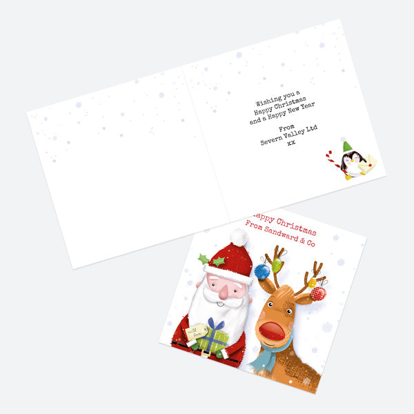Business Christmas Cards - Santa & Rudolph Fun - Gifts