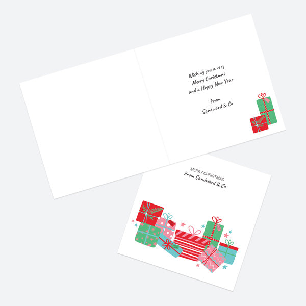 Business Christmas Cards - Festive Brights Present Stack