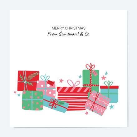 Business Christmas Cards - Festive Brights Present Stack