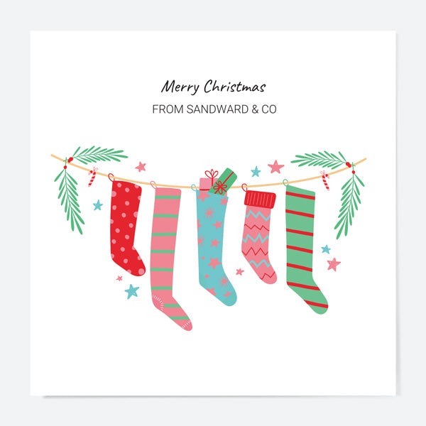 Business Christmas Cards - Festive Brights Stockings