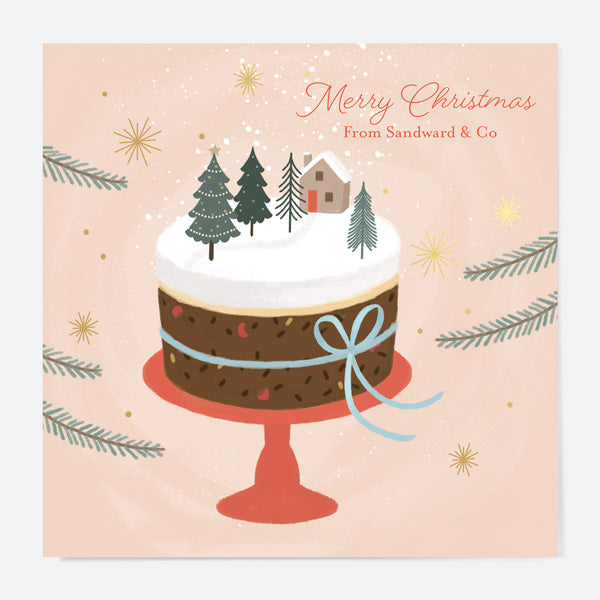 Foil Business Christmas Cards - Festive Sentiments - Decorated Cake