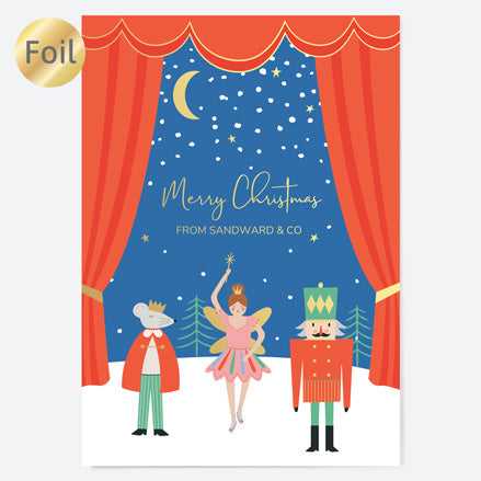 Foil Business Christmas Cards - Nutcracker Ballet - Winter Night