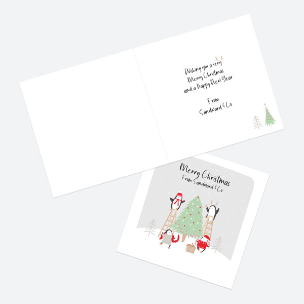 Business Christmas Cards - Penguin Friends - Christmas Tree