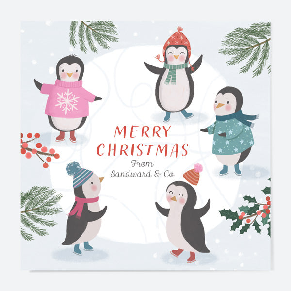 Business Christmas Cards - Polar Pals - Ice Skating