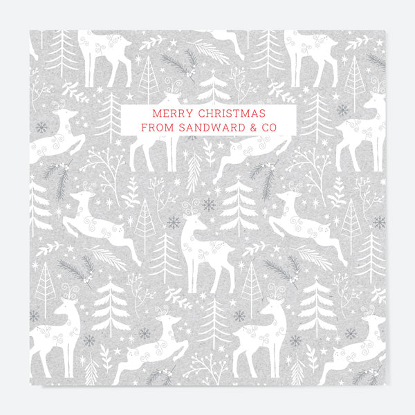 Business Christmas Cards - Woodland Scandi Pattern - Reindeer