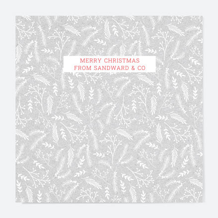 Business Christmas Cards - Woodland Scandi Pattern - White Foliage