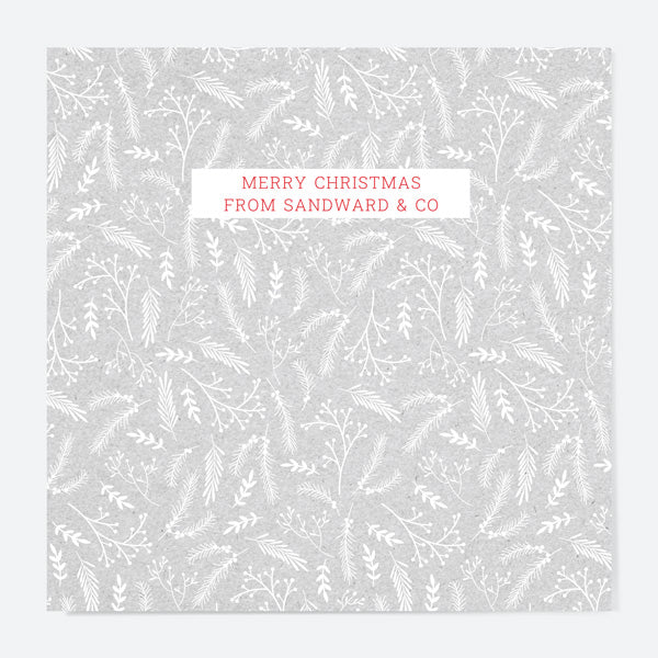 Business Christmas Cards - Woodland Scandi Pattern - White Foliage