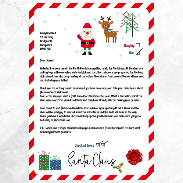 Candy Cane Christmas - Personalised Official Letter from Santa Claus