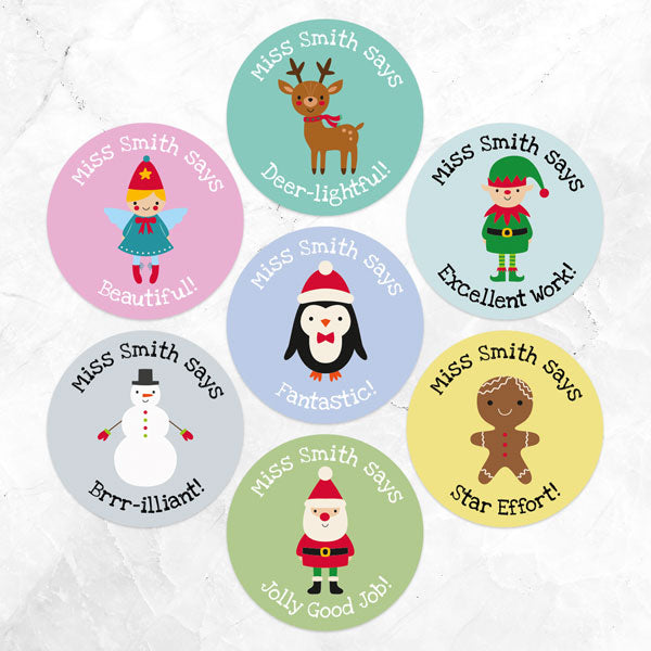 Candy Cane Christmas - Teacher Stickers - Pack of 35