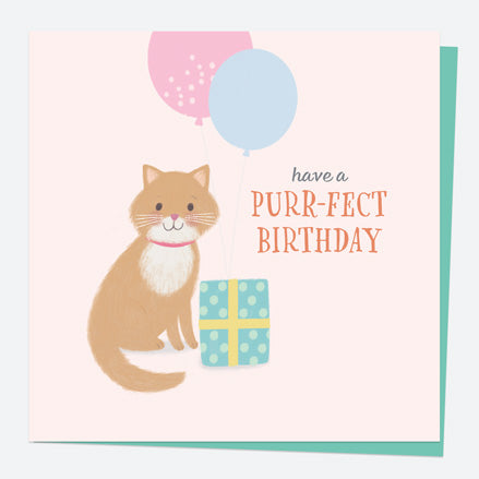 Cat Birthday Card - Purr-fect Birthday