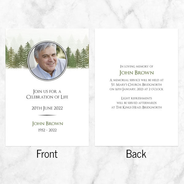 Funeral Celebration of Life Invitations - Forest Walk