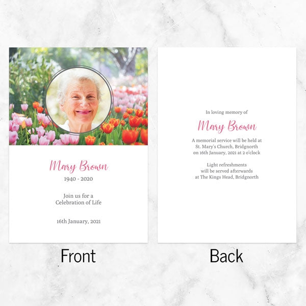 Funeral Celebration of Life Invitations - Spring Tulips