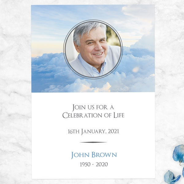 Funeral Celebration of Life Invitations - Heavenly Clouds