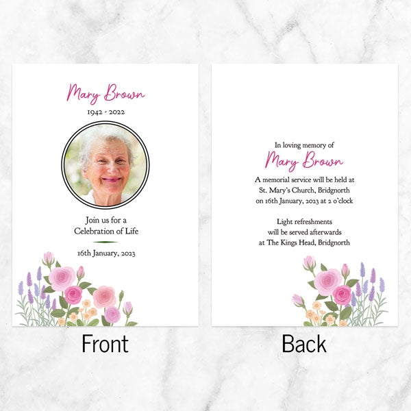 Funeral Celebration of Life Invitations - Roses & Lavender