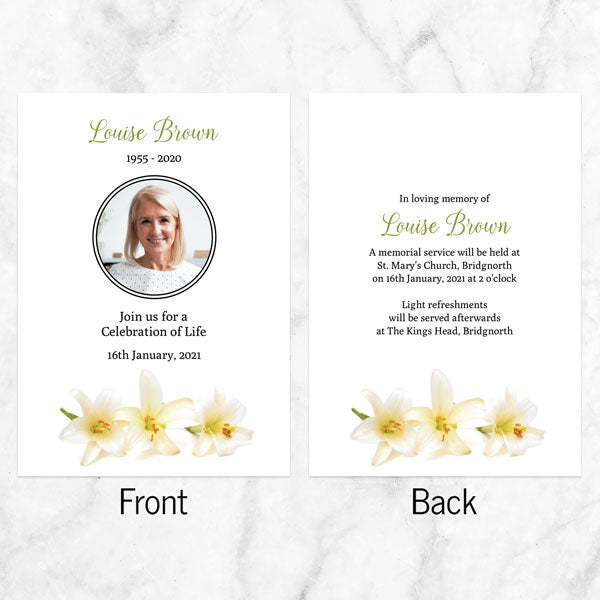 Funeral Celebration of Life Invitations - Three Lilies