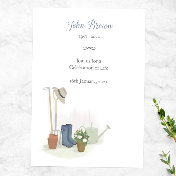 Funeral Celebration of Life Invitations - Gardening Wellies
