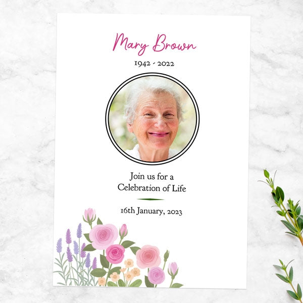 Funeral Celebration of Life Invitations - Roses & Lavender
