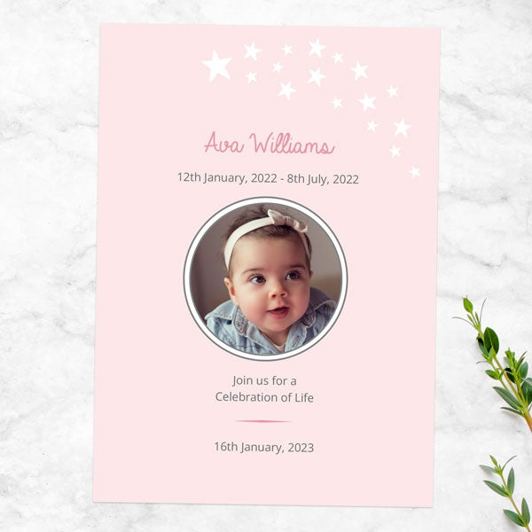 Funeral Celebration of Life Invitations - Shooting Star Pink