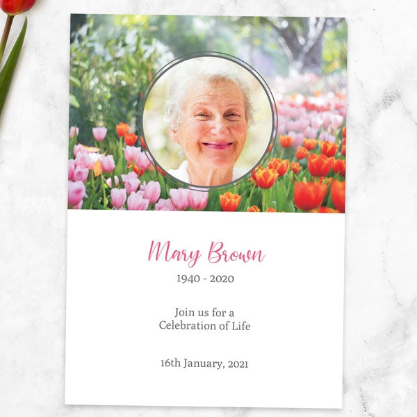 Funeral Celebration of Life Invitations - Spring Tulips