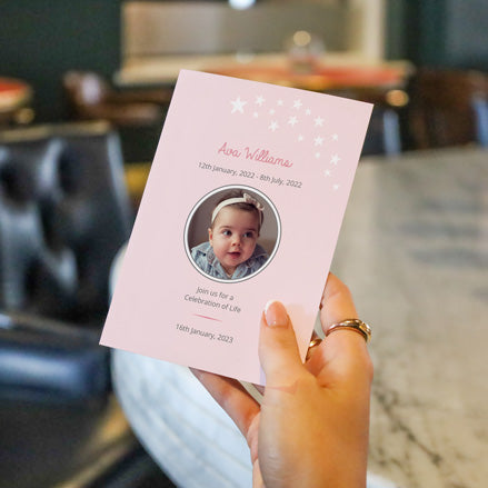 Funeral Celebration of Life Invitations - Shooting Star Pink