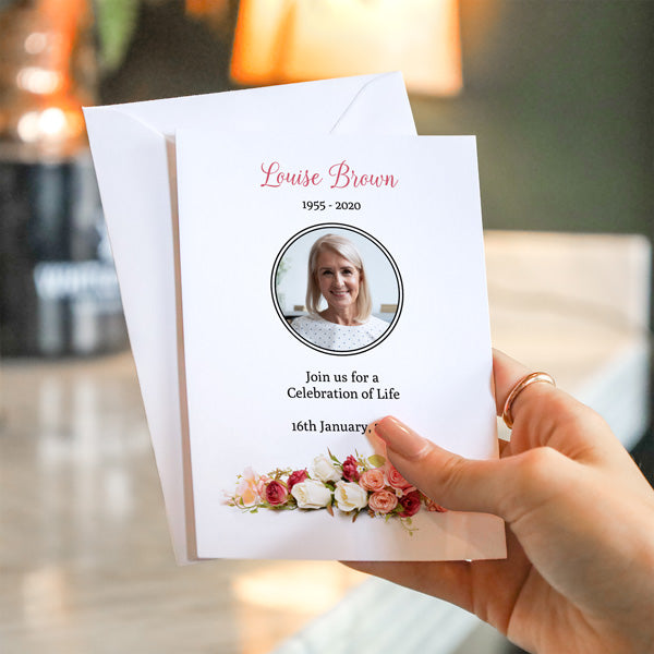 Funeral Celebration of Life Invitations - Traditional Roses Photo